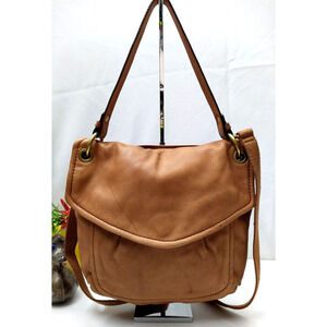 Fossil Brown Pebbled Leather Pocket Crossbody Shoulder Bag